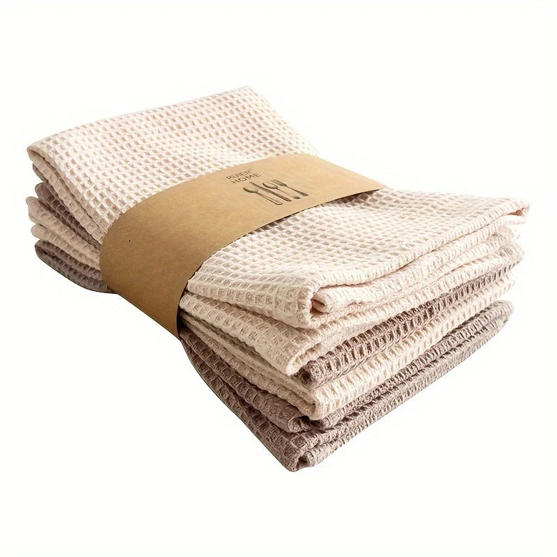 Waffle Texture Cotton Kitchen Towels – Soft, Absorbent &amp; Minimal Design