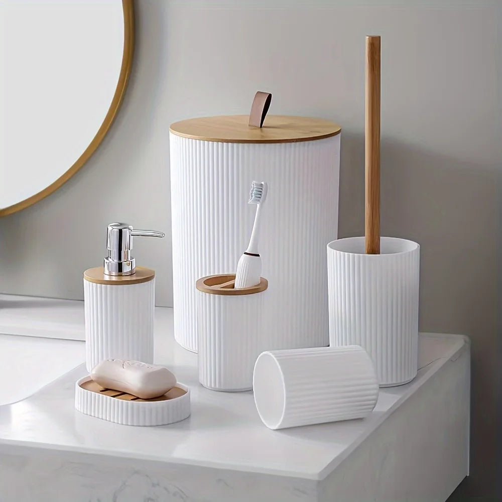 6-Piece Plastic Bathroom Accessories Set