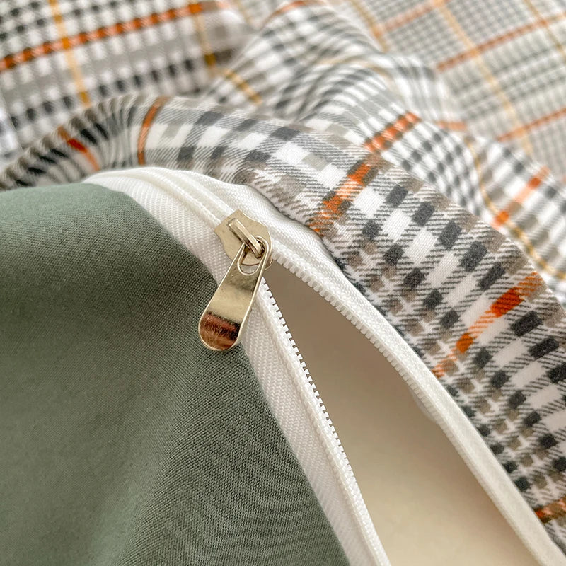 Soft Cotton Duvet Cover Set with Flat Sheet &amp; Pillowcases – 3/4 Piece Bedding Set