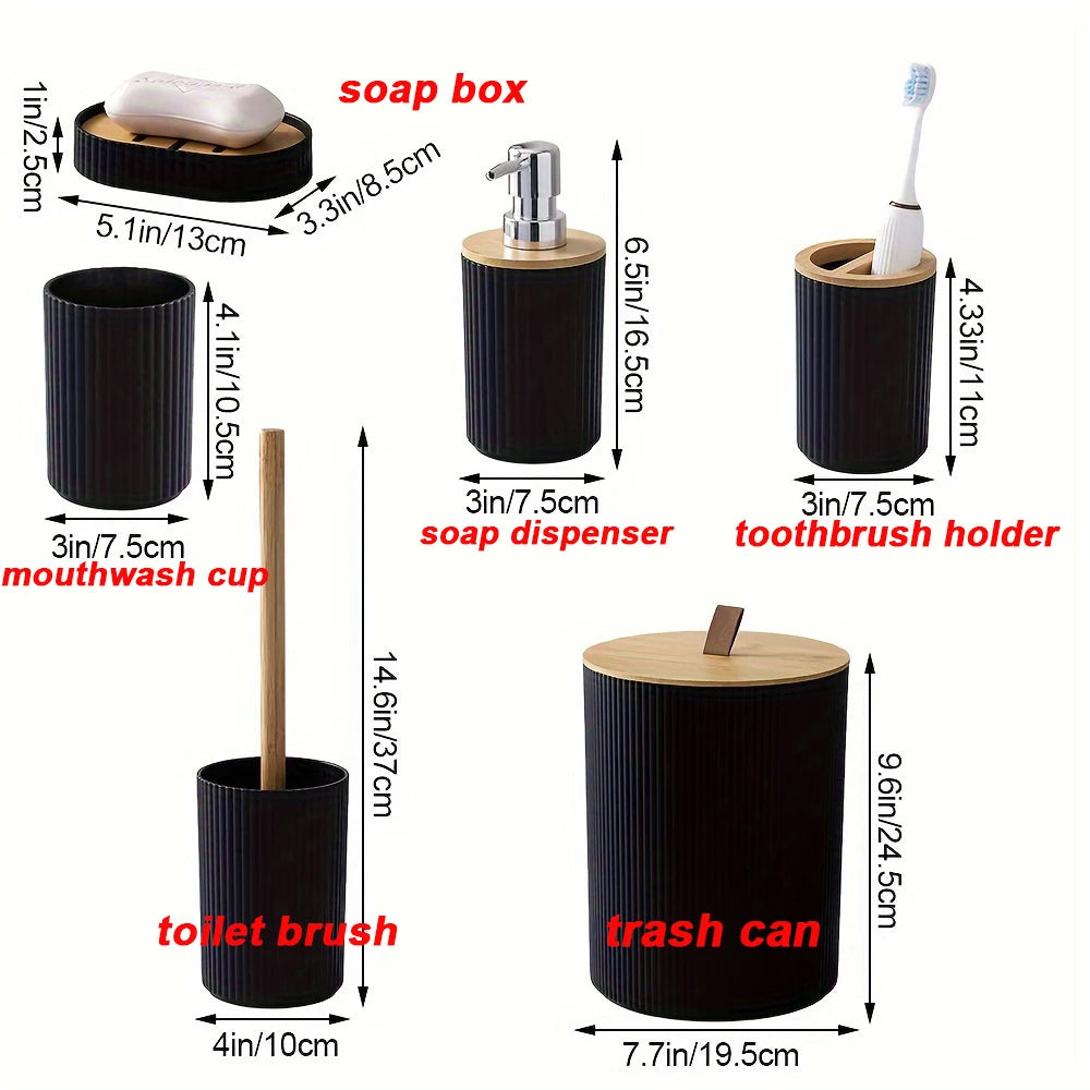 6-Piece Plastic Bathroom Accessories Set