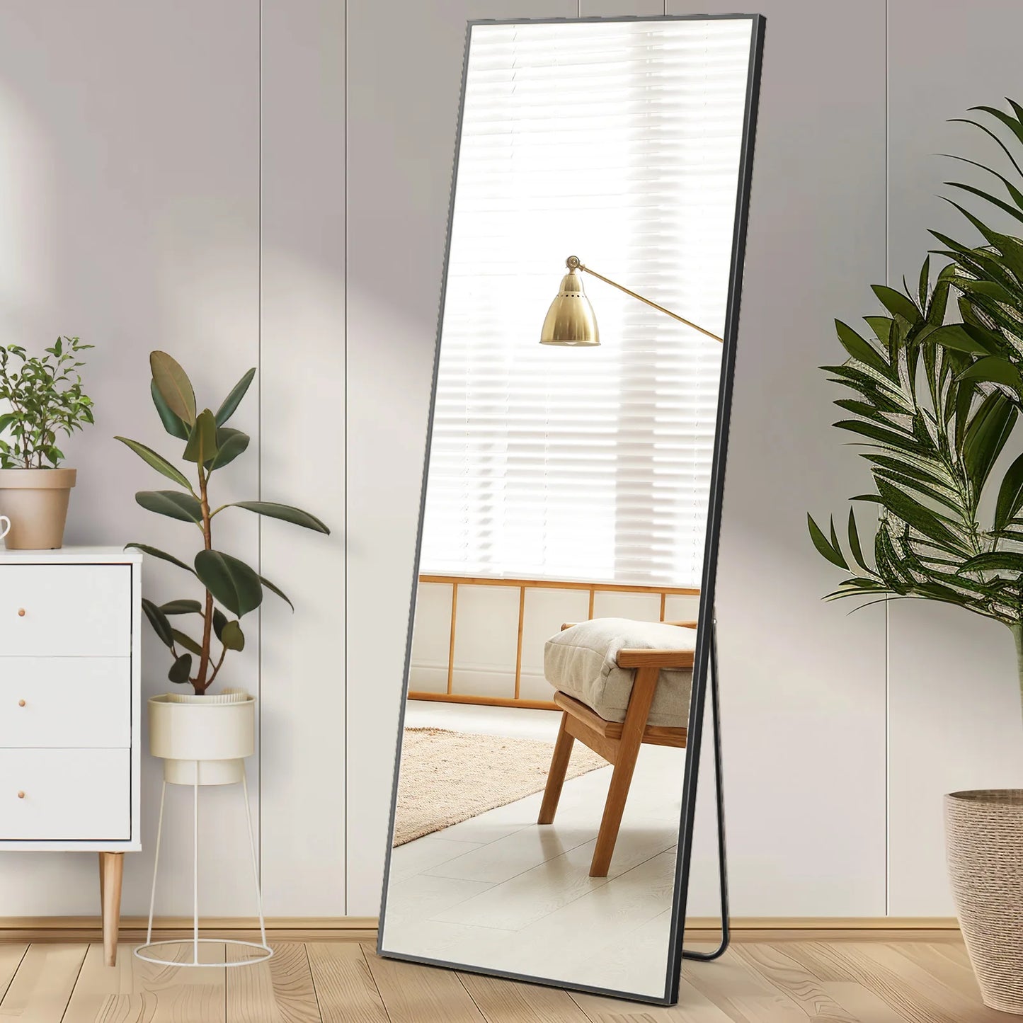 Full Length Standing Mirror – Minimalist Aluminum Frame, 64”x21”