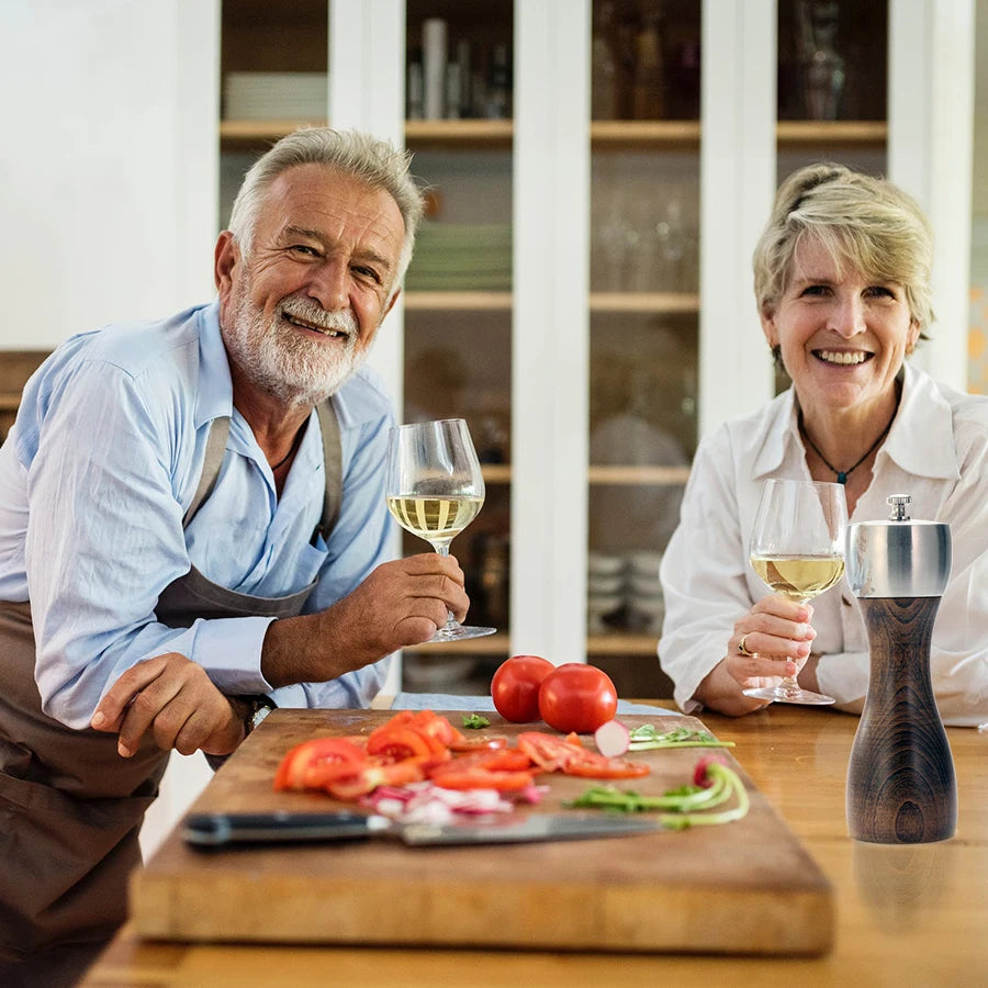 Stainless Steel Salt & Pepper Grinder Set – Adjustable Ceramic & Carbon Steel Mills