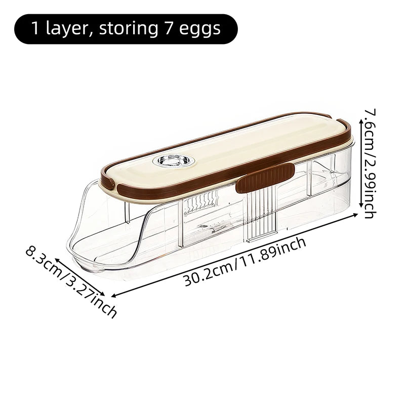 Stackable Egg Storage Box – Clear Fridge Organizer, Single/Double Row, 1–3 Layers