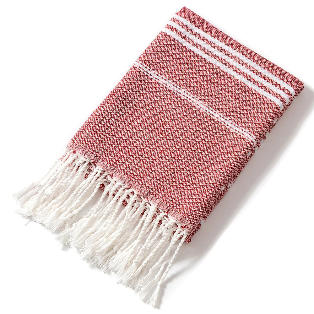 Striped Christmas Beach Towel – Soft, Quick-Absorbent &amp; Machine Washable