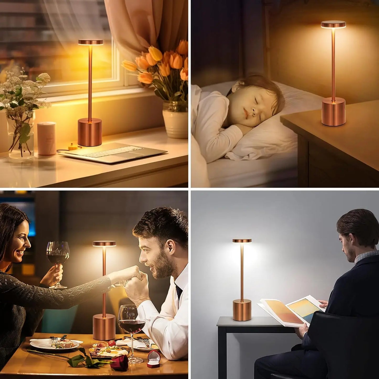 Modern Rechargeable Touch Table Lamp – Cordless LED with 3-Level Dimming
