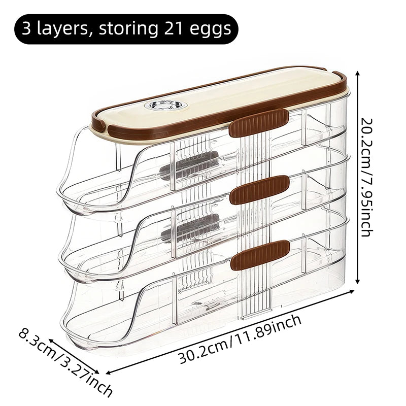 Stackable Egg Storage Box – Clear Fridge Organizer, Single/Double Row, 1–3 Layers
