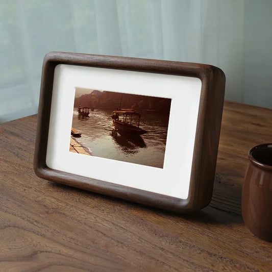 Modern Rectangular Wooden Photo Frame with Mat