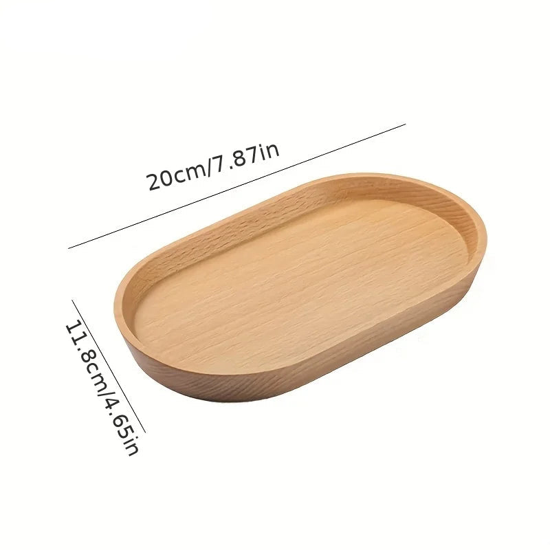 Handcrafted Round Wooden Dessert Plate – Natural Japanese-Style Snack Tray