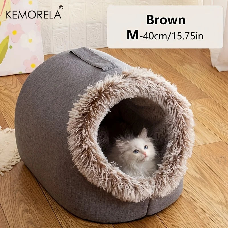 Self-Warming Winter Cat Bed – Cozy Sleeping Cave for Cats &amp; Small Dogs