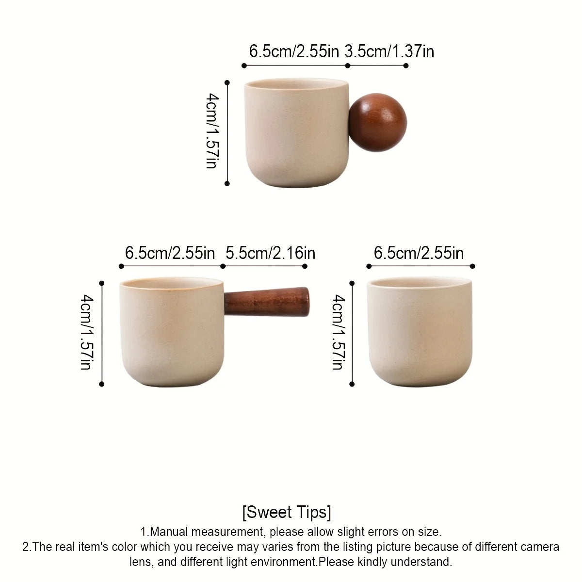 Ceramic Espresso Cup with Wooden Handle – Elegant and Minimalist Design