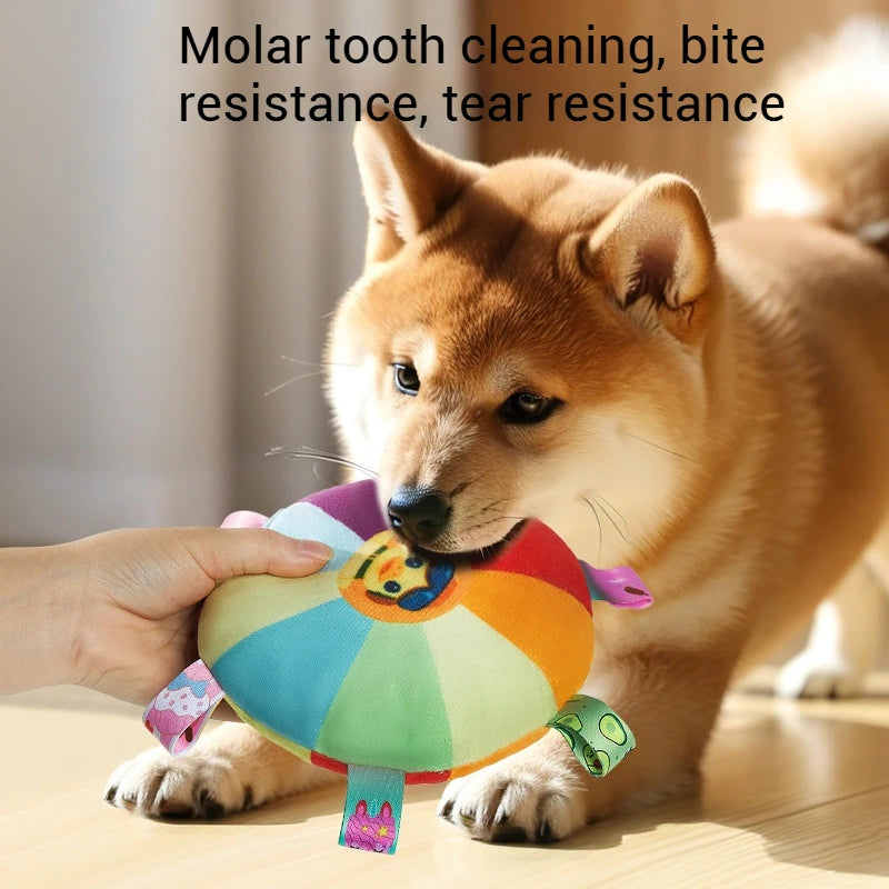 Plush Flying Disc Dog Toy – Bite-Resistant &amp; Interactive