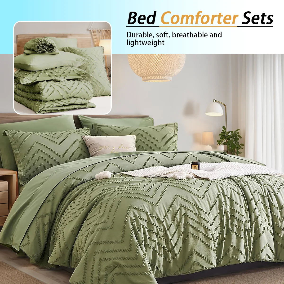 Luxury 7-Piece Queen Comforter Set – Soft Microfiber Quilt Bedding with Pillow Shams &amp; Sheets