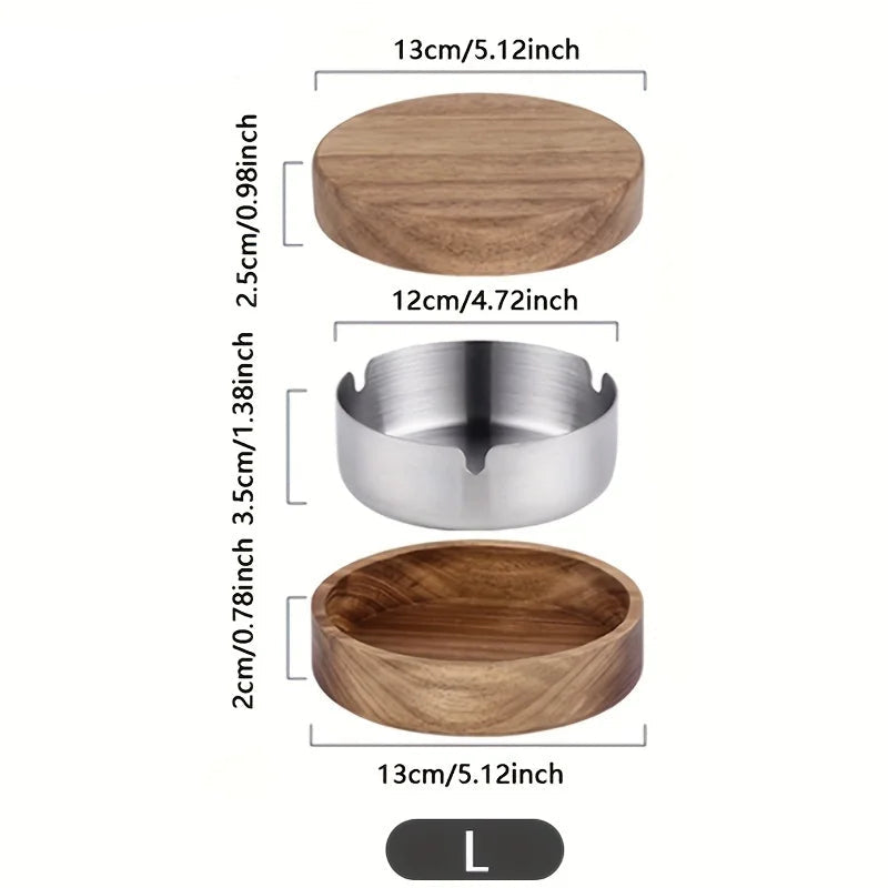 Acacia Wood Desktop Ashtray with Lid