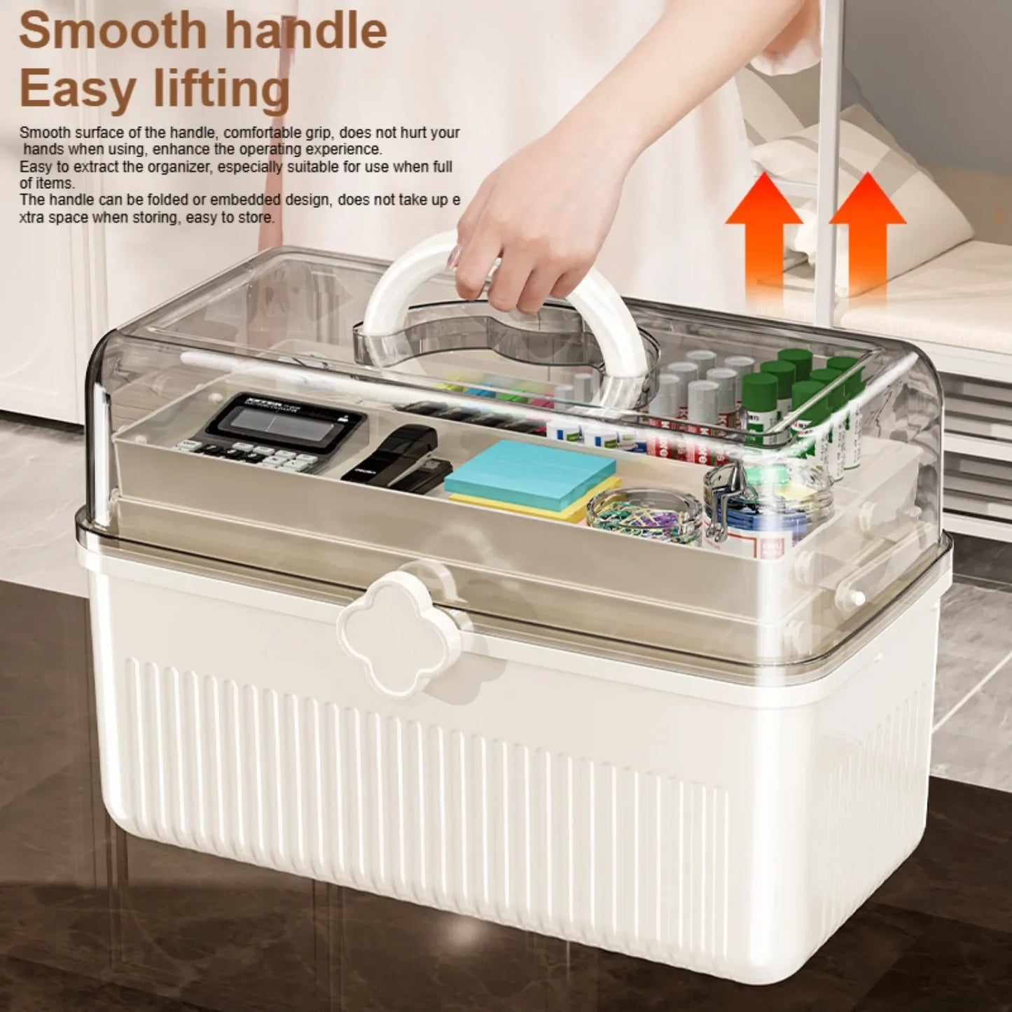 Multi-Layer Medicine Storage Box – 3.2-Gallon Capacity, Portable &amp; Organized