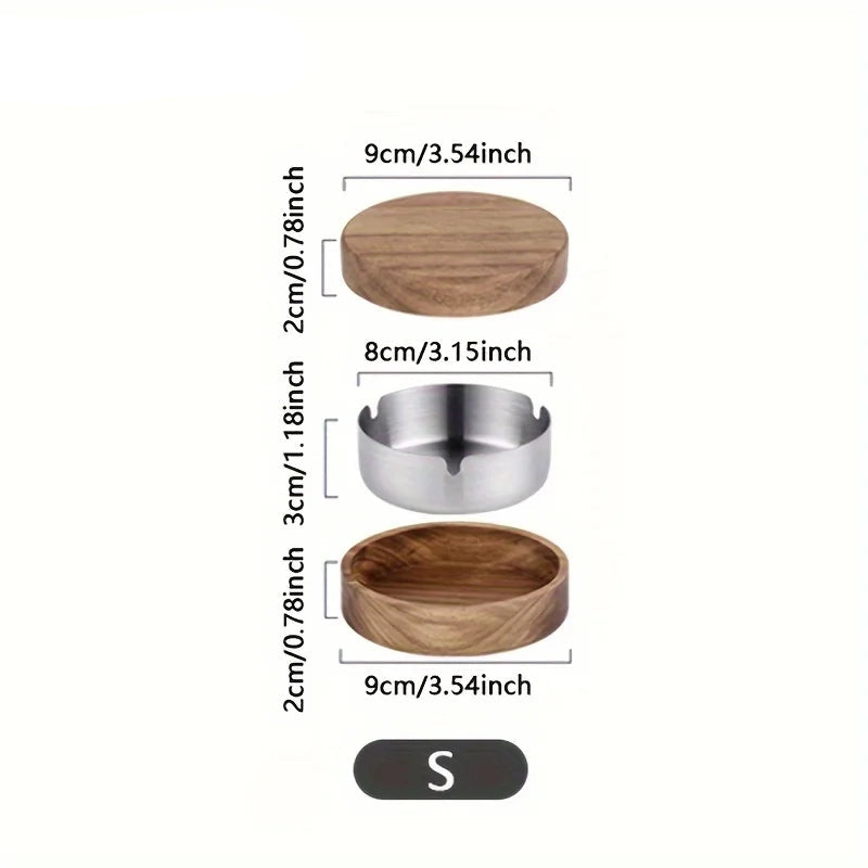 Acacia Wood Desktop Ashtray with Lid