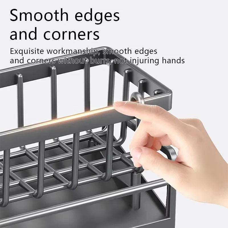 Compact Plastic Sponge Holder for Kitchen Sink – Drip-Dry Design