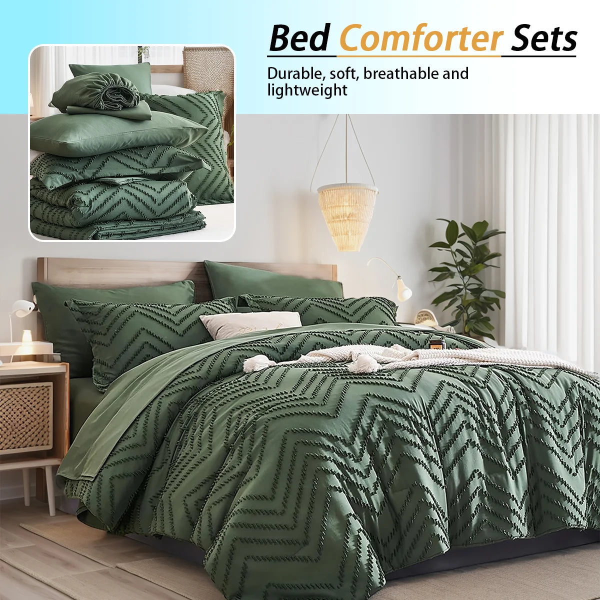 Luxury 7-Piece Queen Comforter Set – Soft Microfiber Quilt Bedding with Pillow Shams &amp; Sheets