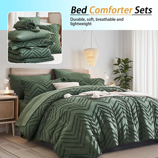 Luxury 7-Piece Queen Comforter Set – Soft Microfiber Quilt Bedding with Pillow Shams &amp; Sheets