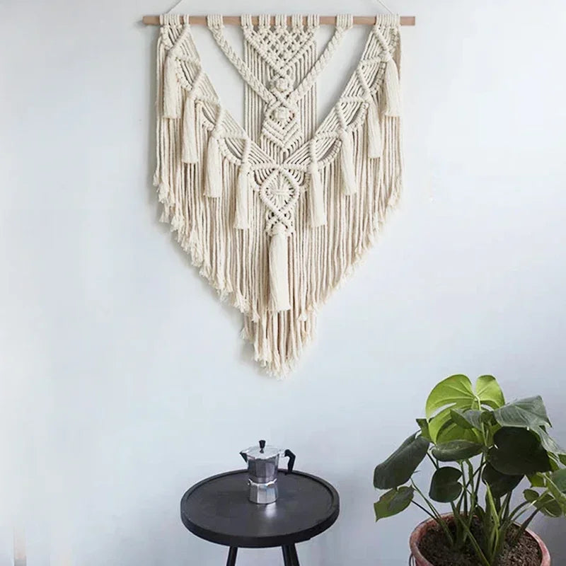 Hand-Woven Macrame Wall Hanging – Boho Cotton Tapestry