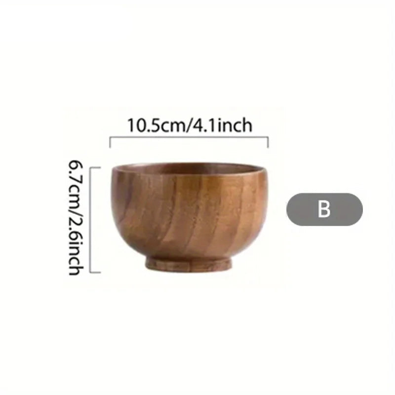 Natural Wooden Bowl – Handcrafted for Rice, Salad, or Dessert