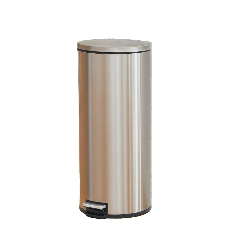 7.9 Gallon Stainless Steel Step Trash Can – Soft Close, Hands-Free Design