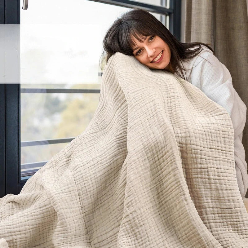 6-Layer Muslin Cotton Baby Blanket – Soft, Breathable &amp; Lightweight