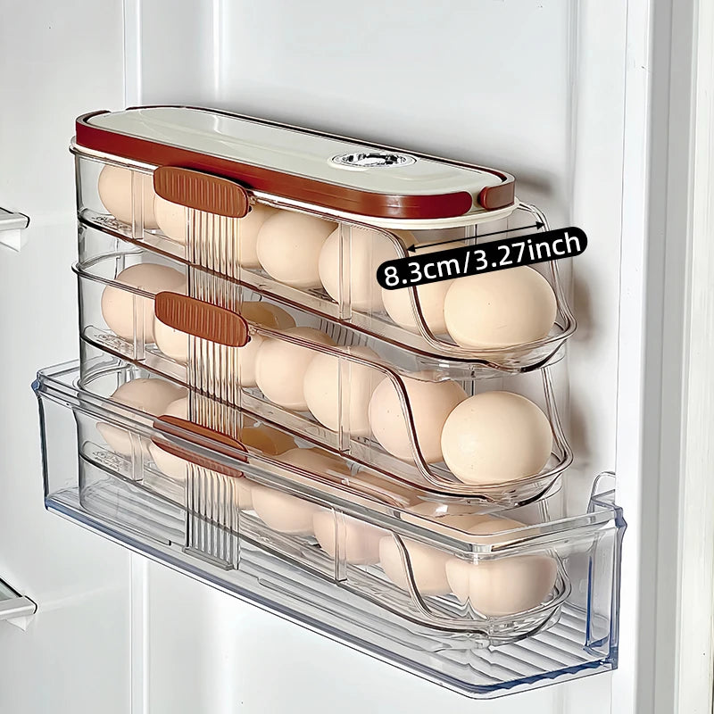 Stackable Egg Storage Box – Clear Fridge Organizer, Single/Double Row, 1–3 Layers