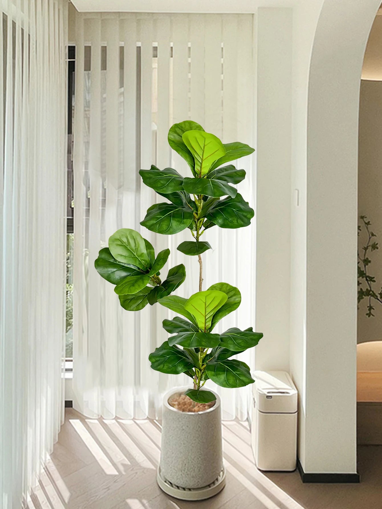 Artificial Fiddle Leaf Ficus Tree – 27.5" to 53" Faux Tropical Floor Plant