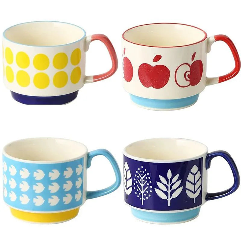 300 ml Colorful Pattern Ceramic Coffee Mug, 10 oz