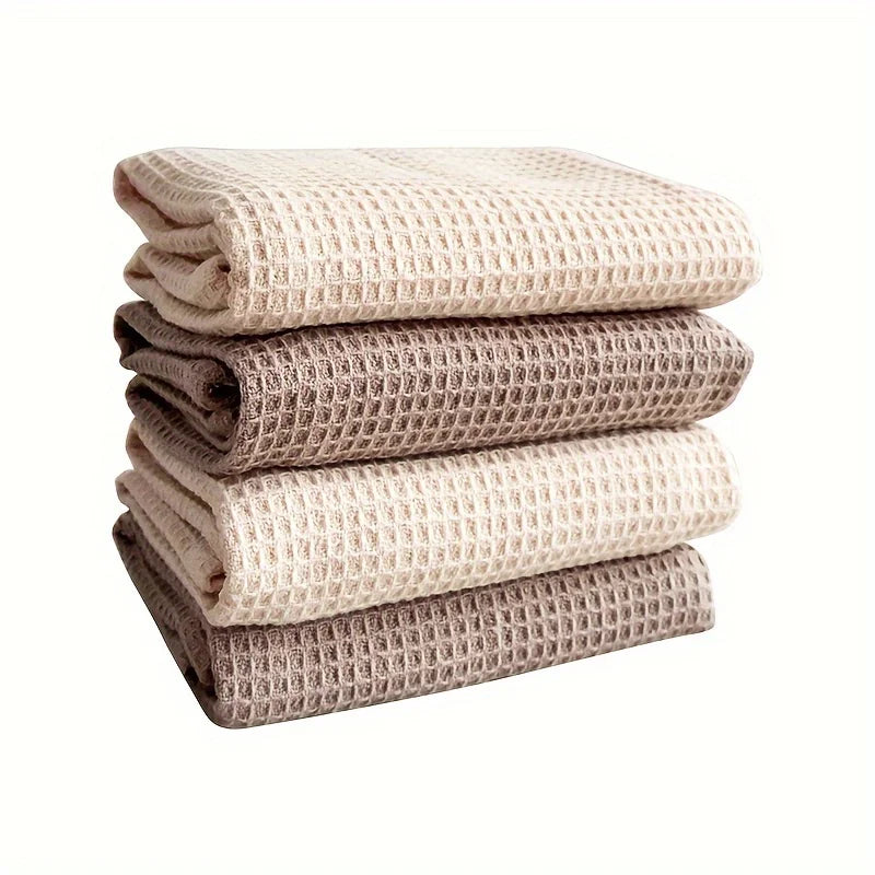 Waffle Texture Cotton Kitchen Towels – Soft, Absorbent &amp; Minimal Design