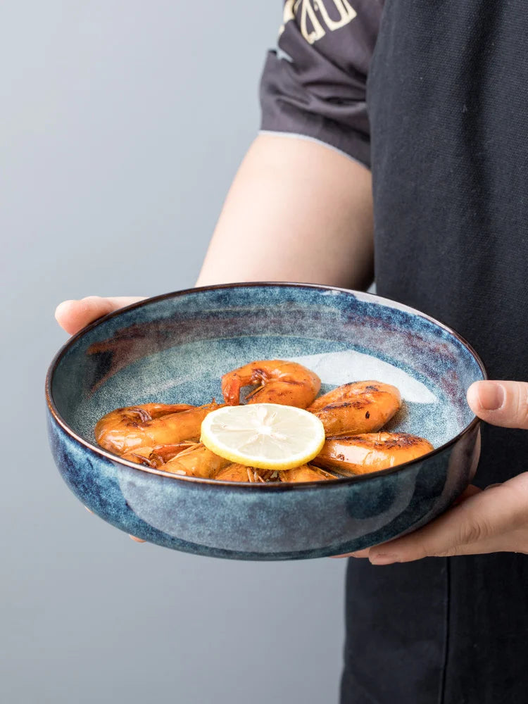 7.3-Inch Retro Porcelain Bowl – Handcrafted Glazed Design