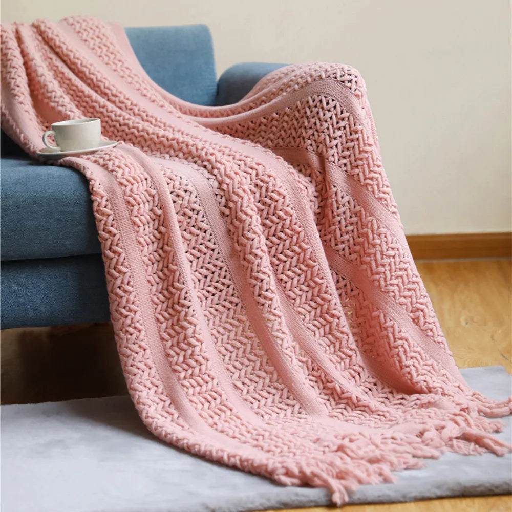 Soft Acrylic Knit Throw Blanket
