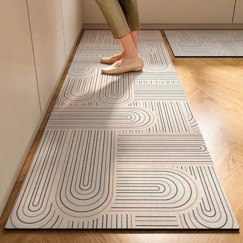 Modern Suede Printed Rug – Washable Floor Mat for Living Room, Kitchen, or Bathroom