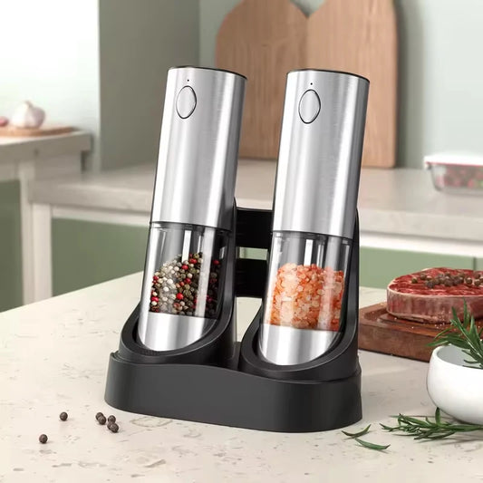 Rechargeable Stainless Steel Salt &amp; Pepper Grinder Set