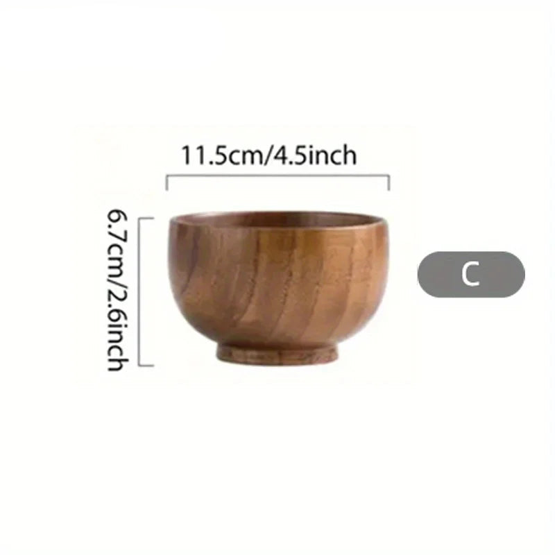 Natural Wooden Bowl – Handcrafted for Rice, Salad, or Dessert