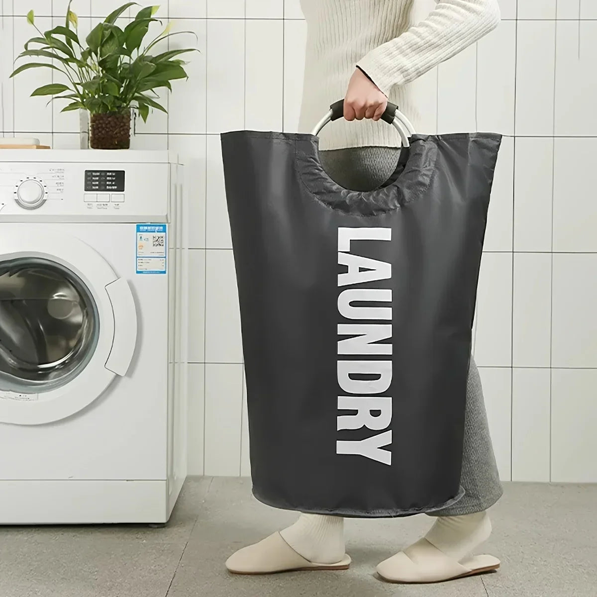 Collapsible Laundry Hamper with Aluminum Handle – Large Capacity Clothes Basket