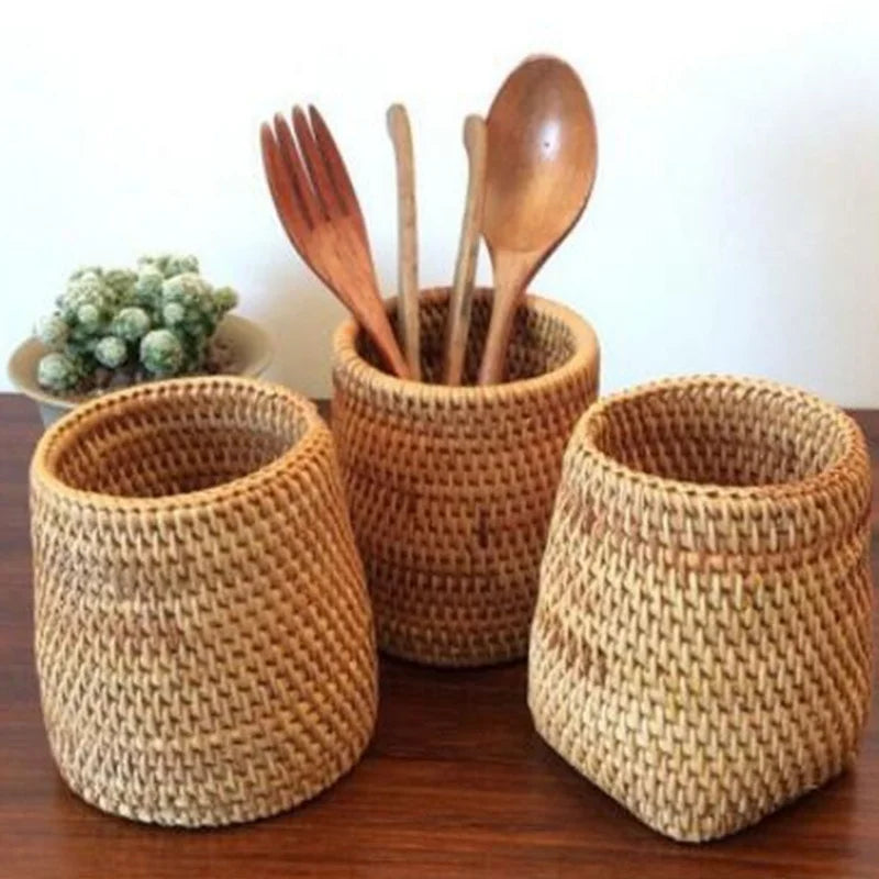 Rattan Storage Basket – Handwoven Autumn Vine Organizer