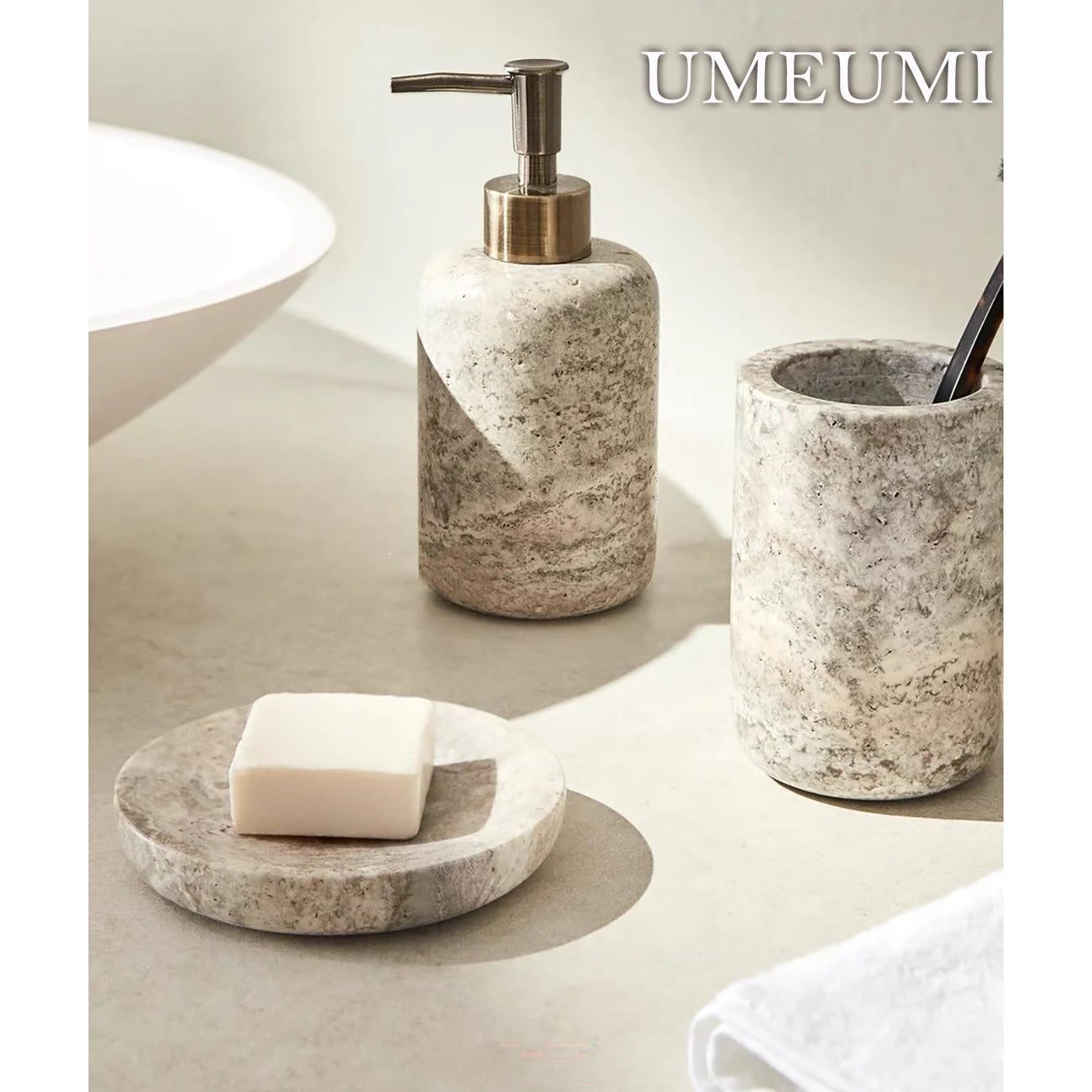 Grey Marble Bathroom Accessory Collection
