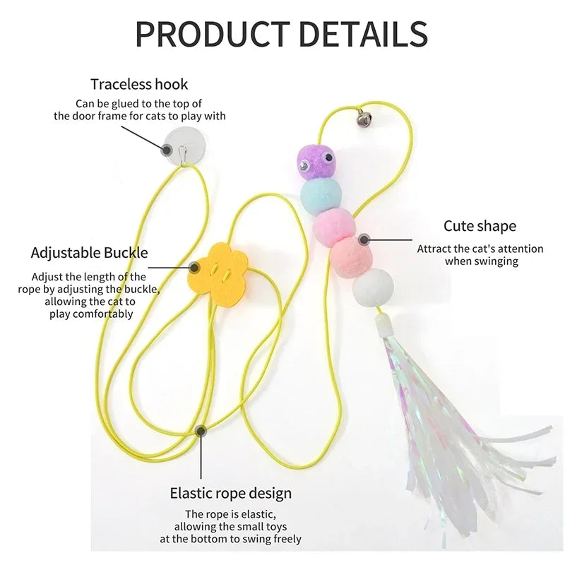 Interactive Hanging Feather Cat Toy – Elastic Rope Play Kit