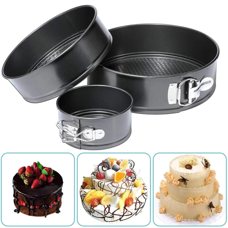 Carbon Steel Round Cake Pan with Locking Bottom – Non-Stick Springform Mold