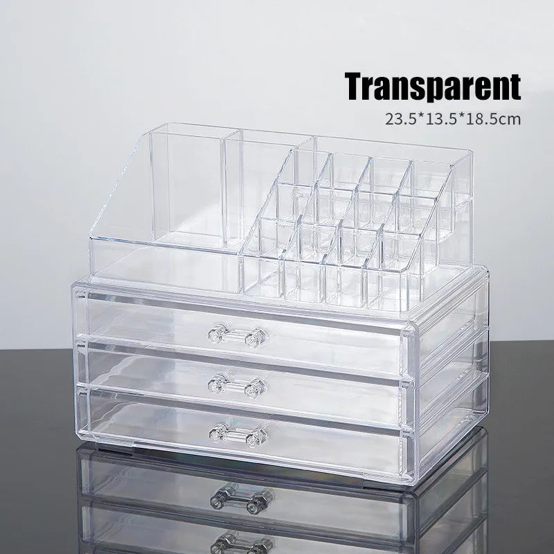 Acrylic Drawer-Style Makeup Brush Organizer – Transparent &amp; Grey