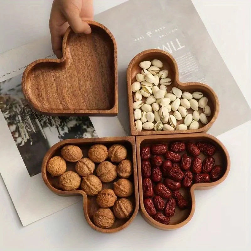 Walnut Wooden Fruit Box – Handcrafted Storage Tray for Snacks &amp; Food