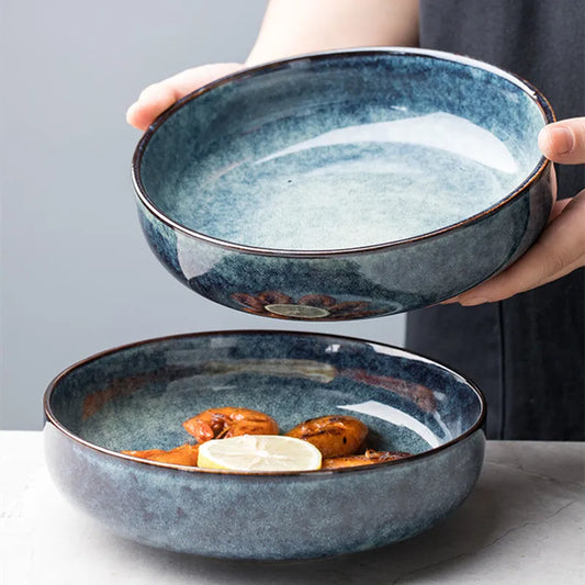 7.3-Inch Retro Porcelain Bowl – Handcrafted Glazed Design
