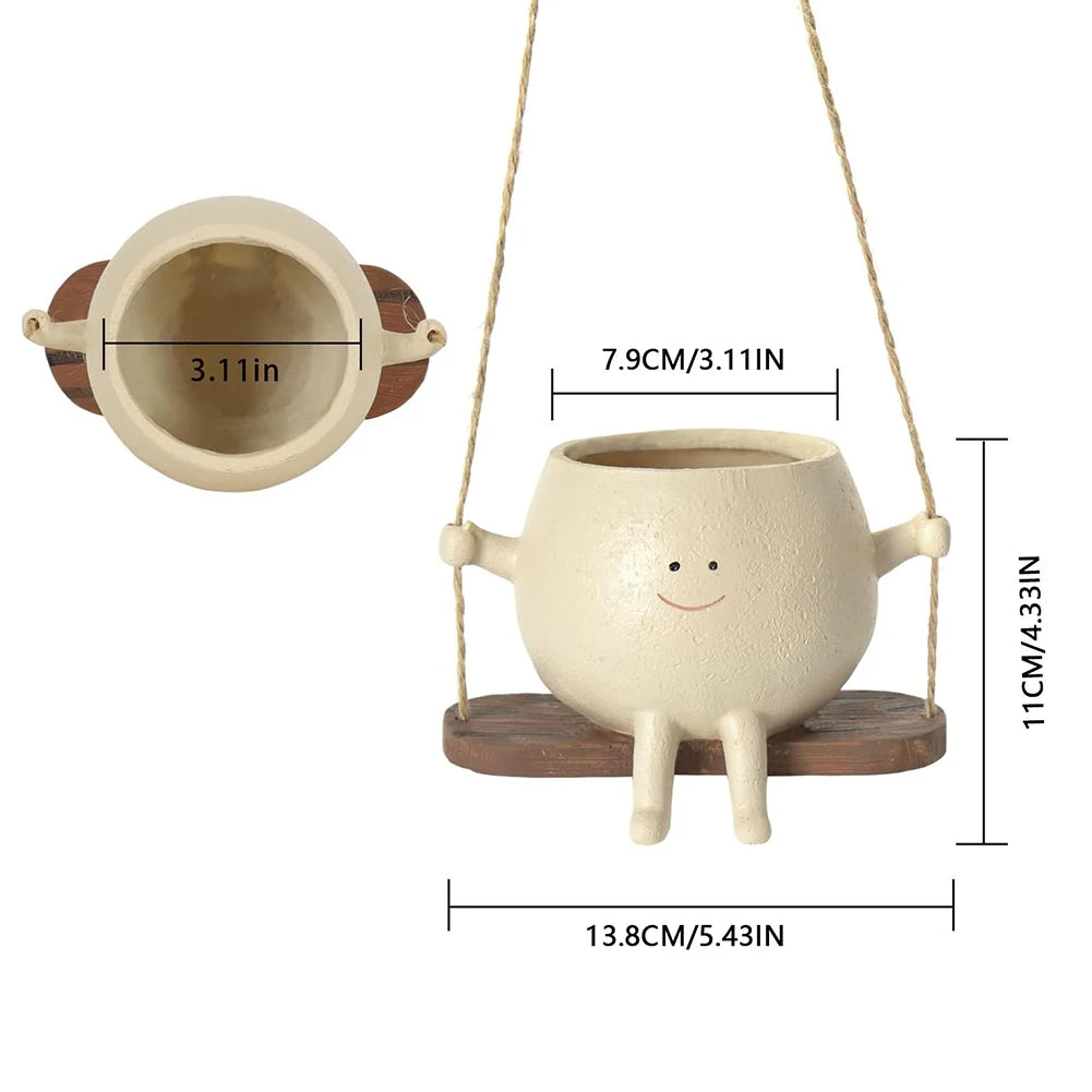 Hanging Resin Swing Planter – Creative Face Design