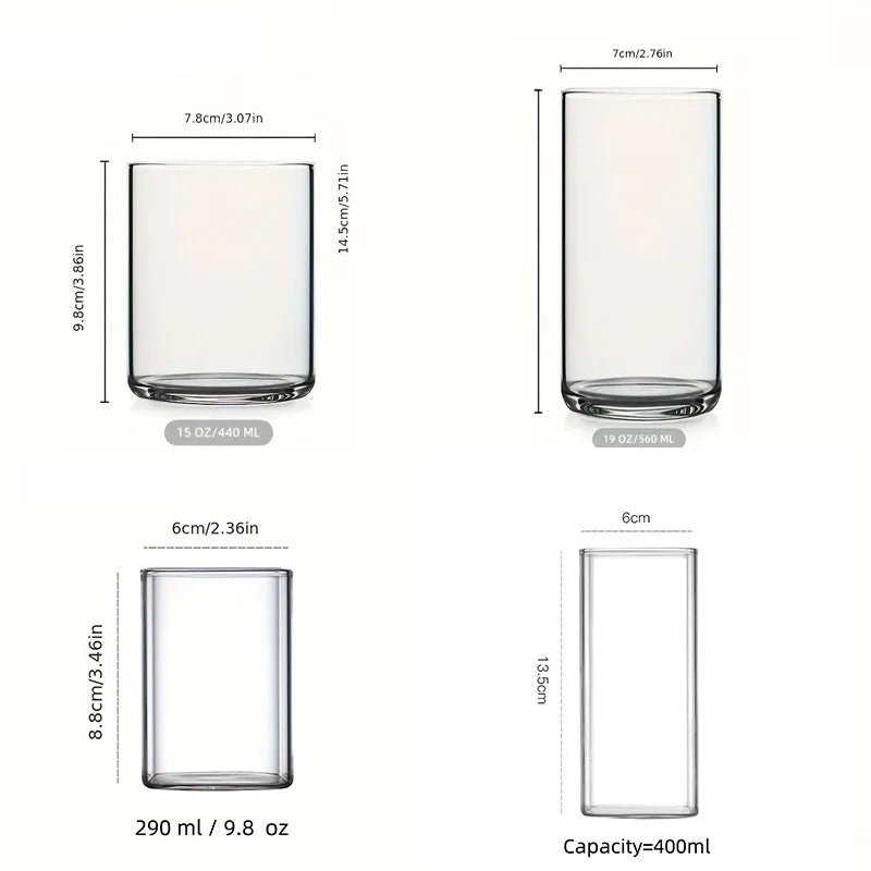 Large Capacity Highball Glass – Thin, Square, Transparent Drinkware