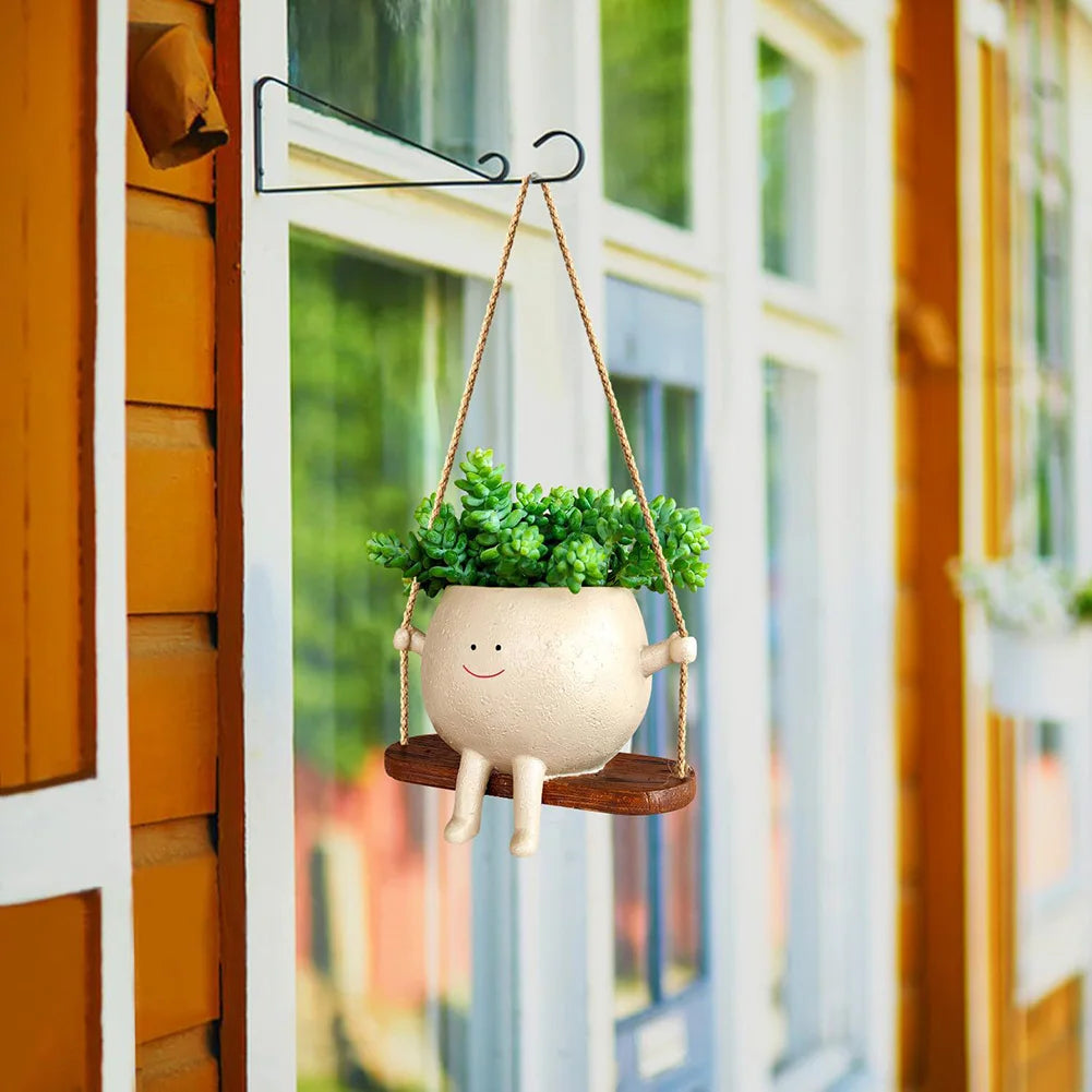 Hanging Resin Swing Planter – Creative Face Design