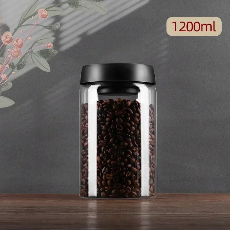 Vacuum Sealed Glass Storage Jar – Airtight Food Container with Press Lid, 17oz–64oz