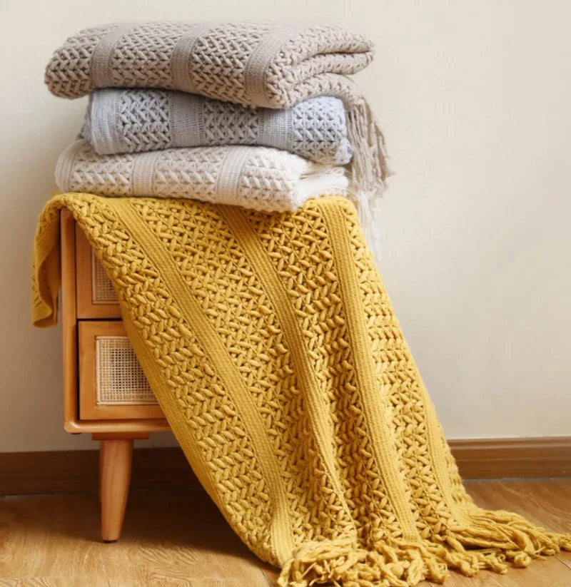 Soft Acrylic Knit Throw Blanket
