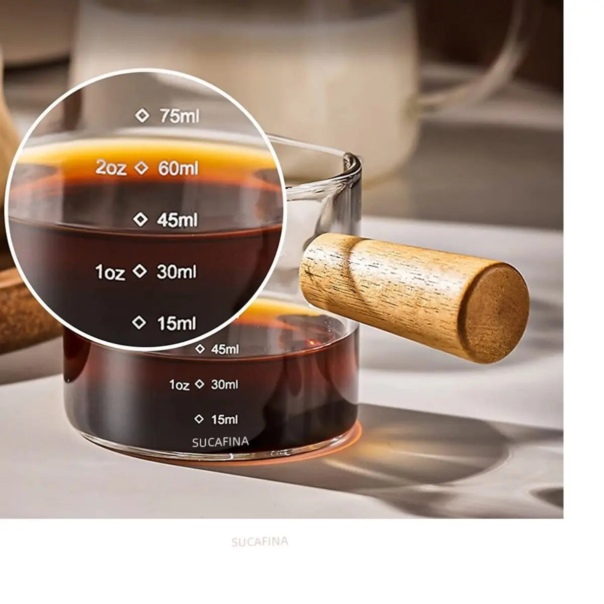 75ml Heat-Resistant Glass Espresso Measuring Cup with Handle