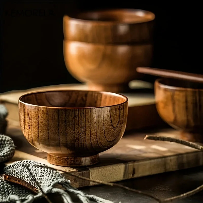 Natural Wooden Bowl – Handcrafted for Rice, Salad, or Dessert